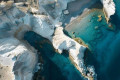 Aerial view of the iconic Sarakiniko beach in Milos