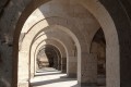 Multiple arches and columns in the Sultanhani Caravansary, Turkey