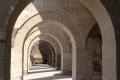 Multiple arches and columns in the Sultanhani Caravansary, Turkey