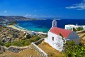 Orthodox church on the top of a hill with amazing view, Mykonos island