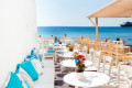 Traditional colorful cafeteria by the sea, Mykonos island