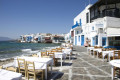 on the waterfront of Mykonos with Little Venice in the background