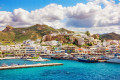 The port and the turquoise waters of the Aegean sea, Naxos island