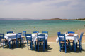 Dining on the beach by the sea, Naxos island