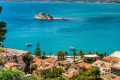 Panoramic view of the port of Nafplion and Bourtzi