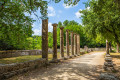 Ruins at the ancient Olympia, a sanctuary of ancient Greece in Elis on the Peloponnese peninsula