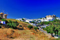 Panoramic view of chora and traditional windmills, Patmos island