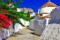 Monastery  in Patmos as seen from a narrow alley during spring