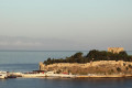 Pigeon island and fortress in Kusadasi at sunrise