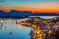 View of the port of Poros at night