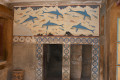 3500 year illustration in Queen's apartments in ancient Knossos Palace of Heraklion city, Crete island