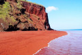 The iconic Red volcanic beach in Santorini