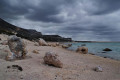 Rocks on the beach on a rough winter day