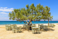 Idyllic tavern on Plaka beach in Naxos