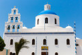 Famous Orthodox Church Cupolas and the Tower Bell, Santorini island