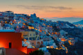 Oia town at sunrise, Santorini island