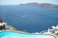 Pool, caldera and the Aegean sea, Santorini island