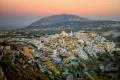 View over Fira town at sunset, Santorini island