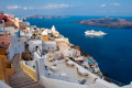 View of the endless blue of the Santorinian cladera