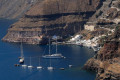 Sailboats on the port of Ammoudi in Santorini