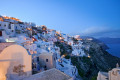 Night falling on the village of Oia in Santorini