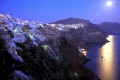 Night view of Santorini island bathed in the moonlight