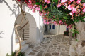 Cycladic architecture on disply in this Imerovigli house in Santorini