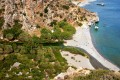 Secluded preveli beach and river in southern Crete island
