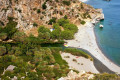 Secluded Preveli beach and river in the southern Crete at Rethymnon Perfecture