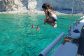Swimming in the azure waters of the Aegean