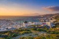 panoramic view of Chora in Mykonos during sunset