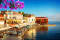 Wonderful view of the waterfront of Chania in Crete