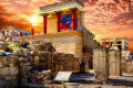 Sunset with a view of the North entrance on the Minoan Palace of Knossos