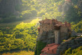 Panoramic view of the serene valley of Meteora