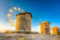Windmills on the island of Patmos, near the capital of Chora
