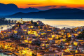 The port of Poros at sunset