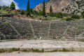 The amphitheater of Delphi has a great view to the chaotic Pleistos valley below