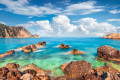 Blue-Green waters in Petani beach in Cephalonia