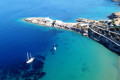 Aerial view of the cape where the Monastery of Panagia Chrisopigi resides