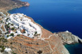 Aerial view of the village of Kastro and its citadel in Sifnos