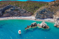 Aerial view of Kaladi, a Kythira beach beloved by locals