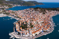 Aerial view of the main town and port of Poros