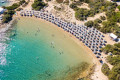 Aerial view of Santa Maria beach in Paros