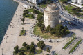 Panoramic view of the White Tower, the jewel of Thessalkoniki