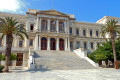 The neoclassical building that houses the City Hall of Syros is a landmark of the island
