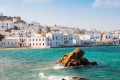 View of the port of Mykonos in the capital Chora