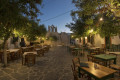 Charming square with a traditional tavern on the capital of Folegandros