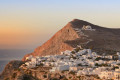 Panoramic view of Chora in Folegandros and the trail that leads to the Church of Panagia