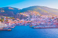 Sunrise with a panoramic view of the port in Hydra