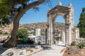Stone gate in the sematary in Lefkes village, Paros